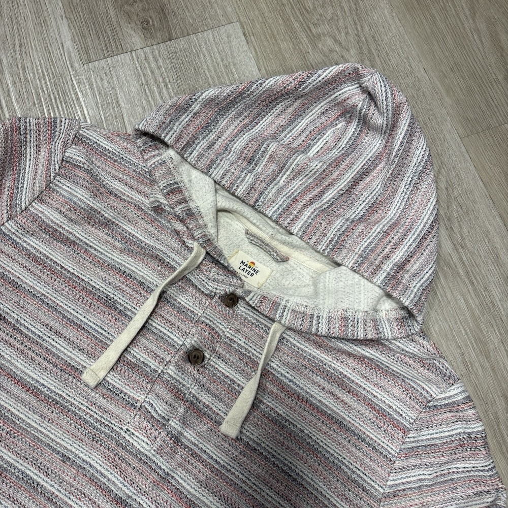 Marine Layer Logan Textured Baja Hoodie Mens XL  Multi Striped Pullover Beach